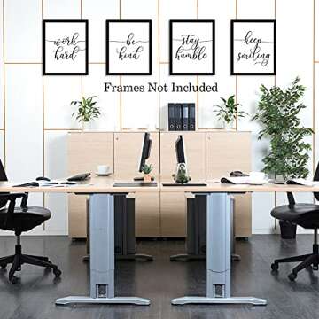 HPNIUB Unframed Inspirational Quote Art Painting,Work Hard,Be Kind,Stay Humble,Keep Smiling Art Prin...