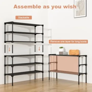 BrFoYu 34" Stylish Shoe Rack for Small Spaces