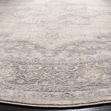 SAFAVIEH Brentwood Collection Area Rug - 9' Round, Cream & Grey, Medallion Distressed Design, Non-Shedding & Easy Care, Ideal for High Traffic Areas in Living Room, Bedroom (BNT865B)