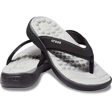 Comfortable Black Crocs Reviva Flip Flops for Women