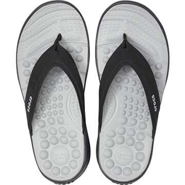 Comfortable Black Crocs Reviva Flip Flops for Women