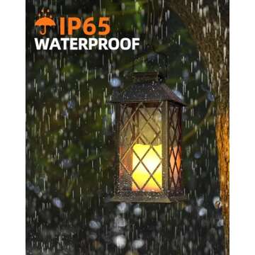 Otdair Solar Lanterns Outdoor Waterproof, 2 Pack 14" Solar Lantern with Glass Retro LED Flickering Flameless Candle,Lanterns Decorative Outdoor for Gift, Yard, Garden, Patio, Balcony,Porch, Party