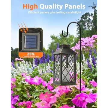 Otdair Solar Lanterns Outdoor Waterproof, 2 Pack 14" Solar Lantern with Glass Retro LED Flickering Flameless Candle,Lanterns Decorative Outdoor for Gift, Yard, Garden, Patio, Balcony,Porch, Party