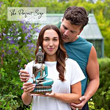 25DOL Buddha Statues for Home. 12.5" Buddha Statue (The Moment of Enlightenment). Collectibles and Figurines, Meditation Decor, Spiritual Living Room Decor, Yoga Zen Decor, Hindu and East Asian Décor