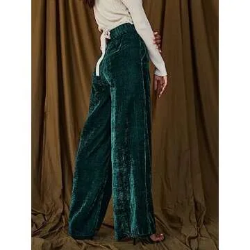 FAIABLE Velvet High Waisted Wide Leg Pants for Women