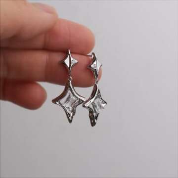 Elegant Sonateomber Silver Star Drop Earrings for Women