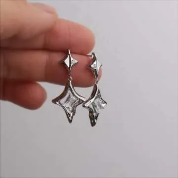 Elegant Sonateomber Silver Star Drop Earrings for Women