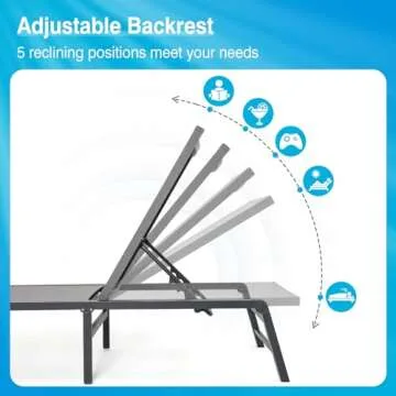 U ULAND Assemble-Free Outdoor Chaise Lounge Chair Set