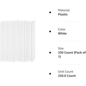 EHH Disposable Drinking Straws - Clear Standard Size Pack of 250 - 7 3/4 Inches Long