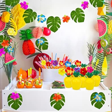 12PCS Pineapple Cups with Flower Straws for Parties