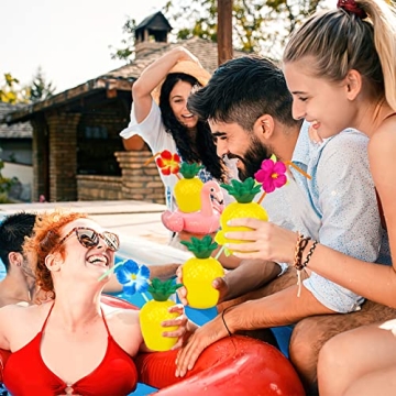 12PCS Pineapple Cups with Flower Straws for Parties