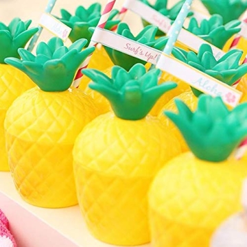 12PCS Pineapple Cups with Flower Straws for Parties