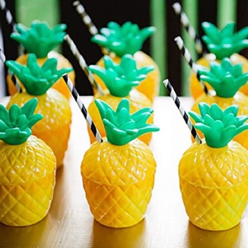 12PCS Pineapple Cups with Flower Straws for Parties