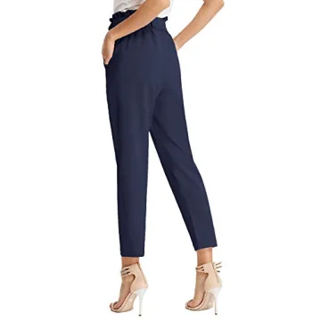 GRACE KARIN Women's Slim Casual Cropped Paper Bag Waist Pants