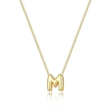 Lisitine Bubble Initial Necklace - Dainty Gold Letter Choker