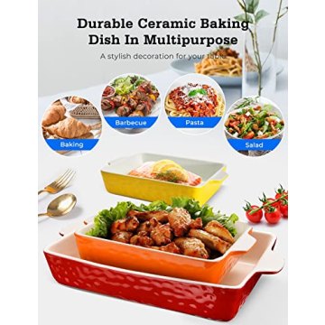 Elegant 3-Pack Ceramic Baking Dish Set for Cooking