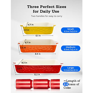 Elegant 3-Pack Ceramic Baking Dish Set for Cooking