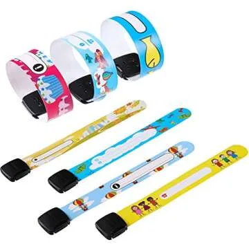 Chinco 14 Pieces Kids Safety ID Bracelets Reusable Identification Wristband Name Tag Child Bracelet ...