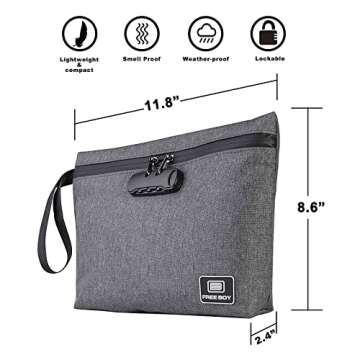 Free Boy Smell Proof Bags 11.8"X8.6"Durable Odor Proof Stash Bag with Combination Lock for Your Acce...