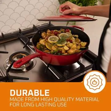 Enameled Cast Iron Skillet - 12 Inch Deep Cookware