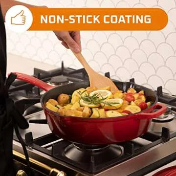 Enameled Cast Iron Skillet - 12 Inch Deep Cookware