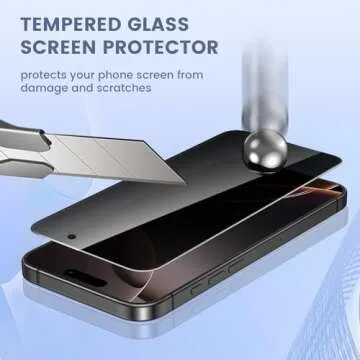 Maxdara [6 in 1 for iPhone 16 Pro Screen Protector (6.3 inches), iPhone 16 Pro Front Privacy Screen Protector with Back Screen Protector and Camera Lens Protector[2+2+2 Pack], 9H Hardness, Ultra HD