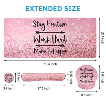 iCasso Mouse Pad,Large Pink Desk Mat, 4in1 XXL Mousepad + Keyboard Wrist Rest+Mouse Wrist Rest+Coast...