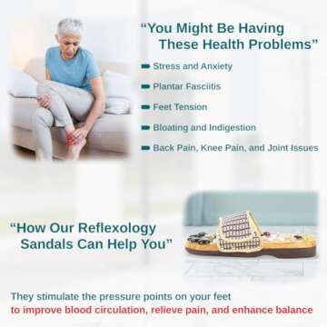 Acupressure Massage Slippers with Earth Stone, Wellness Gifts Therapeutic Reflexology Sandals for Plantar Fasciitis Foot Acupoint Massage Shiatsu Arch Heel Pain Relief, Fit Men 10-11.5 Feet Size
