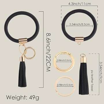 Coolcos Upgraded Black Key Ring Bracelets Wristlet Keychain Bangle Holder for Easy Access