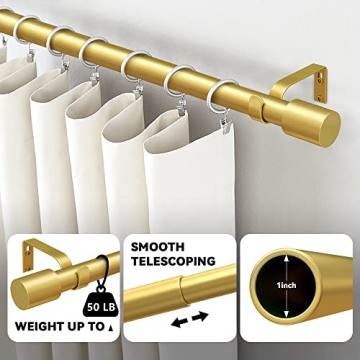 AUGOSTA Gold Adjustable Curtain Rods 66 to 120 Inch