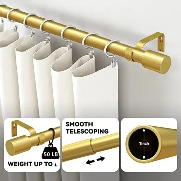AUGOSTA Gold Adjustable Curtain Rods 66 to 120 Inch