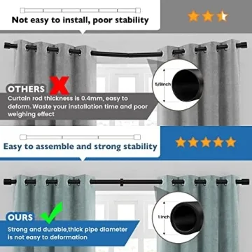 AUGOSTA Gold Adjustable Curtain Rods 66 to 120 Inch