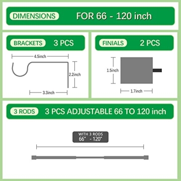 AUGOSTA Gold Adjustable Curtain Rods 66 to 120 Inch