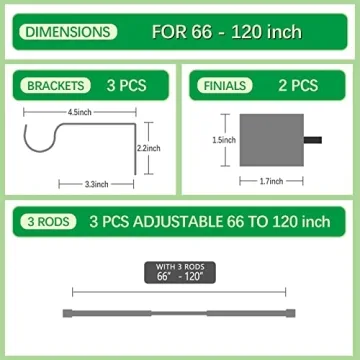 AUGOSTA Gold Adjustable Curtain Rods 66 to 120 Inch