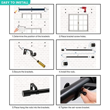 AUGOSTA Gold Adjustable Curtain Rods 66 to 120 Inch