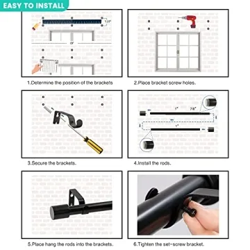 AUGOSTA Gold Adjustable Curtain Rods 66 to 120 Inch
