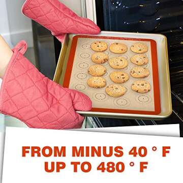 Silicone Macaron Baking Mat Set of 2 Half Sheet Non Stick Reusable Silicone Pastry Baking Mat for Bake Pans & Rolling - Macaron/Pastry/Cookie/Bun/Bread Making Counter Mat, Dough Rolling Mat