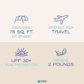 Shibumi Shade Mini®, World's Best Beach Shade with Quiet Canopy, The Original Wind-Powered® Beach Canopy, Provides 75 Sq. Ft. of Shade up to 8ppl, Sets up in 2 Min, Wind Assist Included