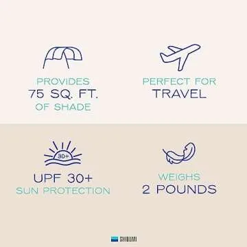 Shibumi Shade Mini®, World's Best Beach Shade with Quiet Canopy, The Original Wind-Powered® Beach Canopy, Provides 75 Sq. Ft. of Shade up to 8ppl, Sets up in 2 Min, Wind Assist Included