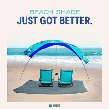 Shibumi Shade Mini®, World's Best Beach Shade with Quiet Canopy, The Original Wind-Powered® Beach Canopy, Provides 75 Sq. Ft. of Shade up to 8ppl, Sets up in 2 Min, Wind Assist Included