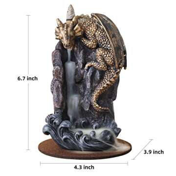 MAKOUYU Dragon Backflow Incense Holder Waterfall Incense Burner, with 100 Backflow Incense Cones,1 M...