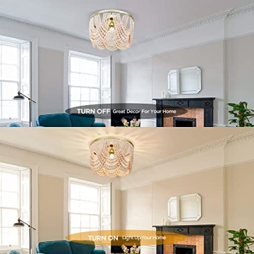 Boho Wood Bead Chandelier for Nursery and Kids Room