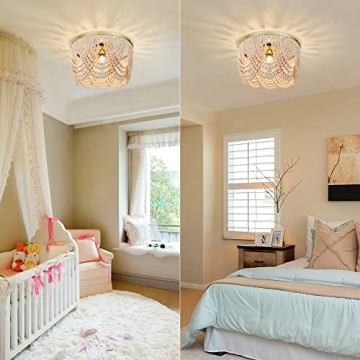 Boho Wood Bead Chandelier for Nursery and Kids Room