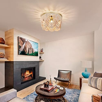 Boho Wood Bead Chandelier for Nursery and Kids Room