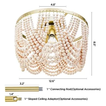 Boho Wood Bead Chandelier for Nursery and Kids Room