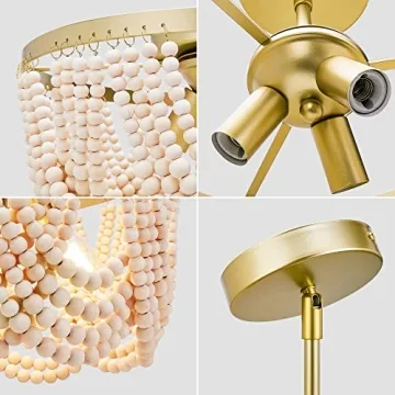 Boho Wood Bead Chandelier for Nursery and Kids Room