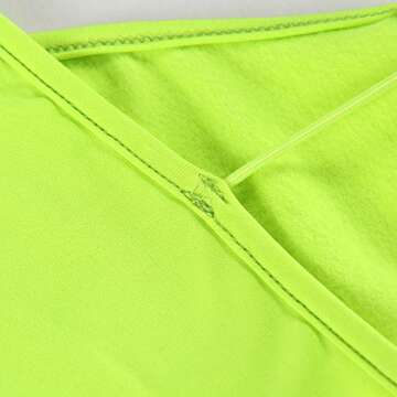 PRIMODA Women's Sexy Neon Asymmetrical Spaghetti Strap Dress Deep V-Neck Sleeveless Bodycon Midi Club Dress (Neon-Green,L)