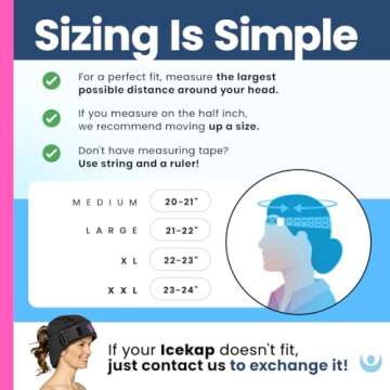 Icekap (2-Hour Cooling) Extra Strength Cold Cap, Adjustable Compression, Swappable Gel Packs. Class 1 Medical Device for Migraine, Scalp, Concussion Relief, Chemo. Comfortable Sizes & Machine Washable