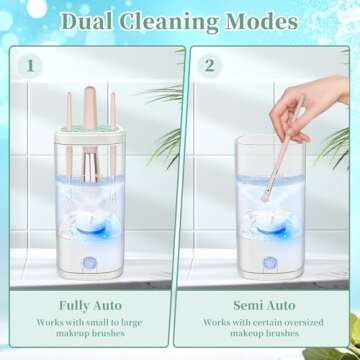 Tpsofy Electric Makeup Brush Cleaner Machine, Ultimate Efficient Automatic Cleaner for All Types of Makeup Brushes- Transparent