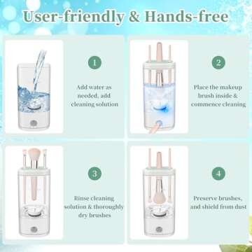 Tpsofy Electric Makeup Brush Cleaner Machine, Ultimate Efficient Automatic Cleaner for All Types of Makeup Brushes- Transparent